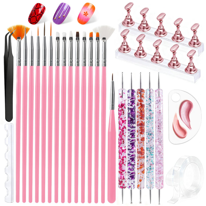 Artdone front packaging showing the full 15-piece brush and tool set for organized storage