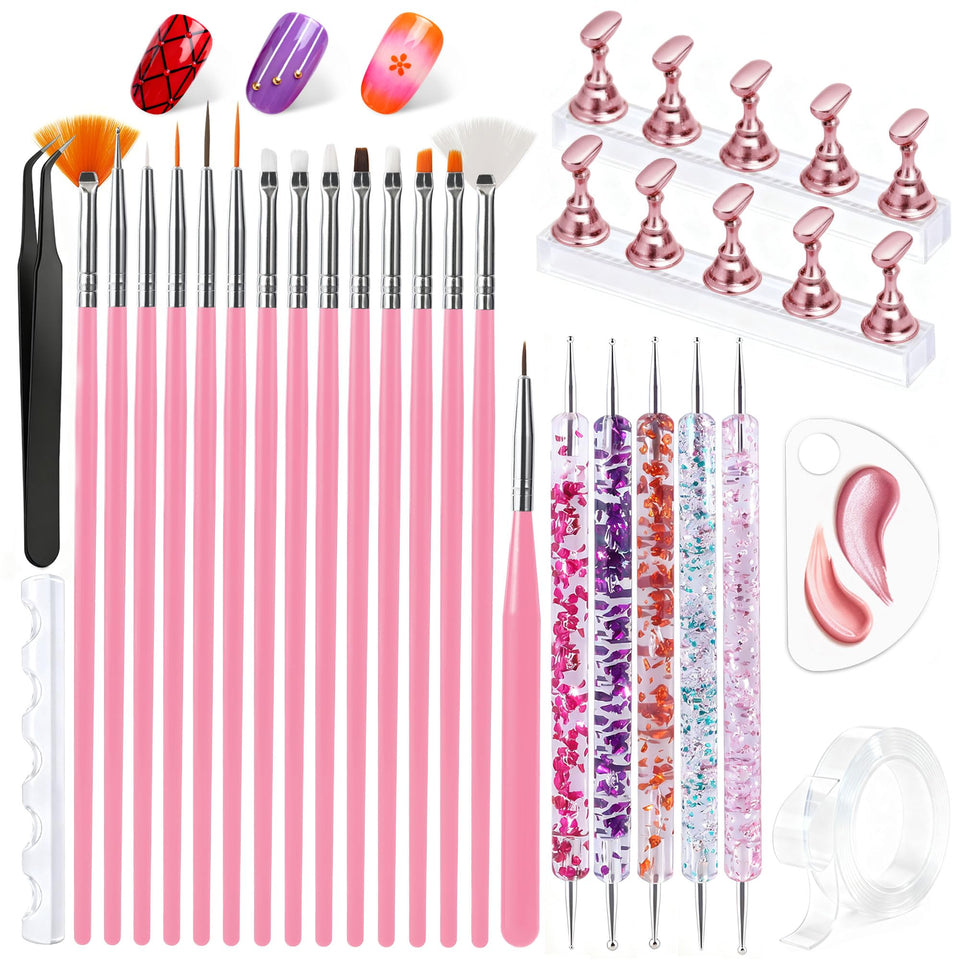 Artdone front packaging showing the full 15-piece brush and tool set for organized storage