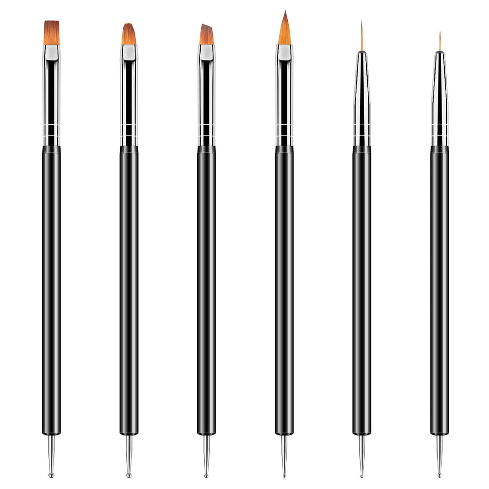 Artdone front view of 6PCS double-ended nail art set showing variety and portability