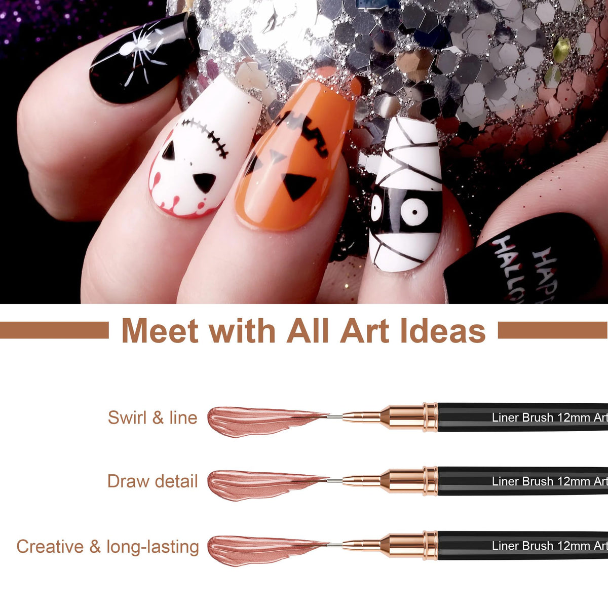 Artdone brushes beside a coin for scale to show accurate size selection benefits