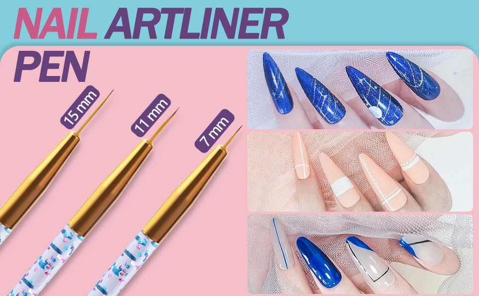 Artdone striping brushes in use creating fine lines for neat designs