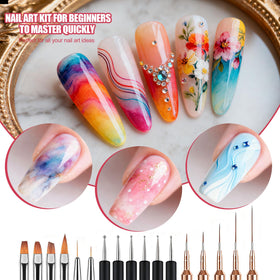 Artdone tweezers placing striping tape on a nail to illustrate accurate placement