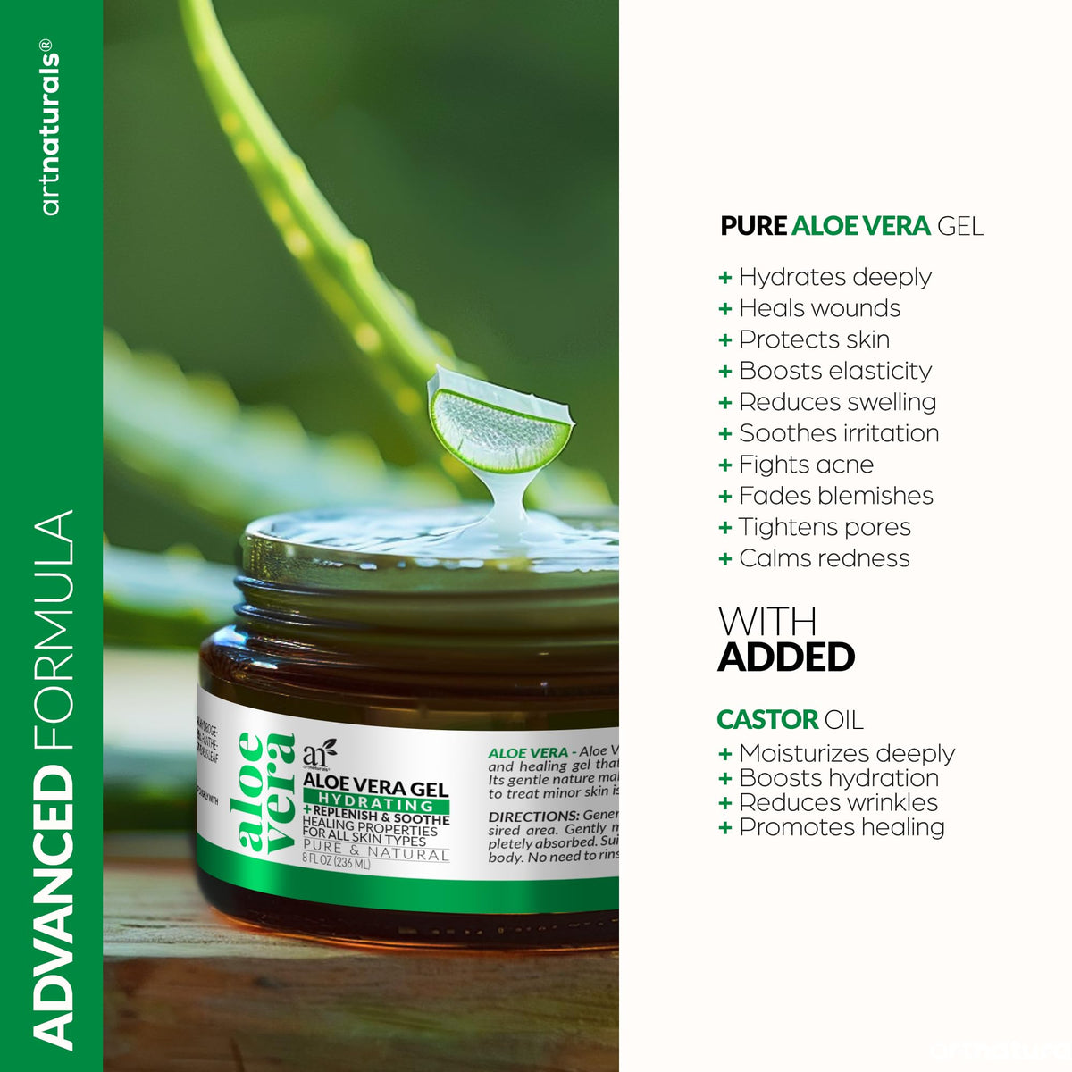 Artnaturals applied on forearm cooling skin and soothing sun discomfort benefit