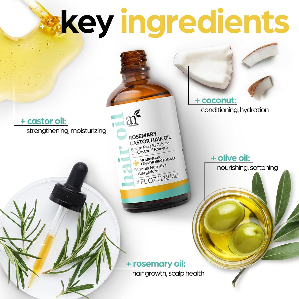Artnaturals applying oil to scalp with massager for improved product distribution