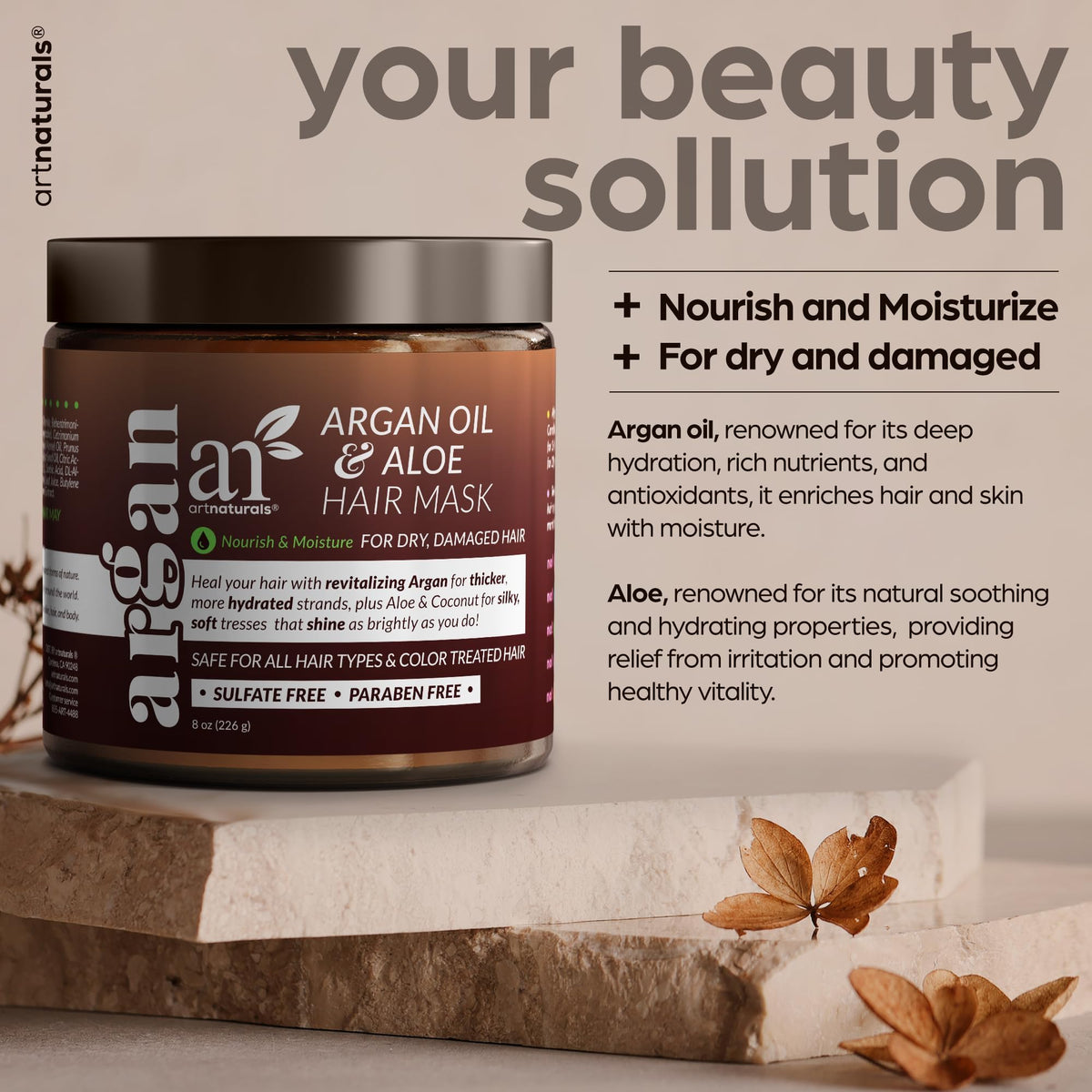 Artnaturals argan hair mask open jar texture highlighting creamy moisture