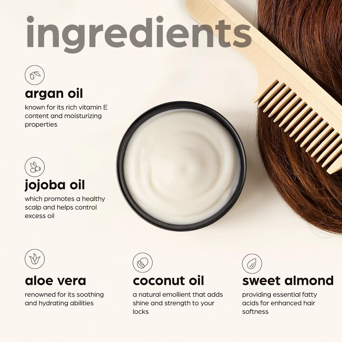 Artnaturals argan hair mask next to ruler representing 8 oz size clarity