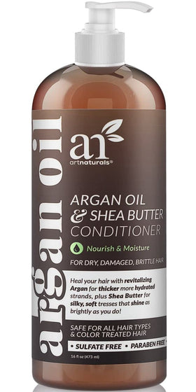 Artnaturals front bottle of argan oil conditioner showing label and size for clear selection
