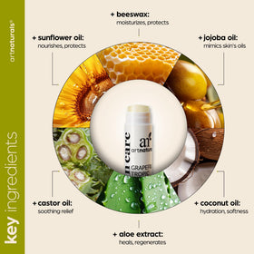 Artnaturals applying balm to lips for smooth, hydrated look and quick comfort