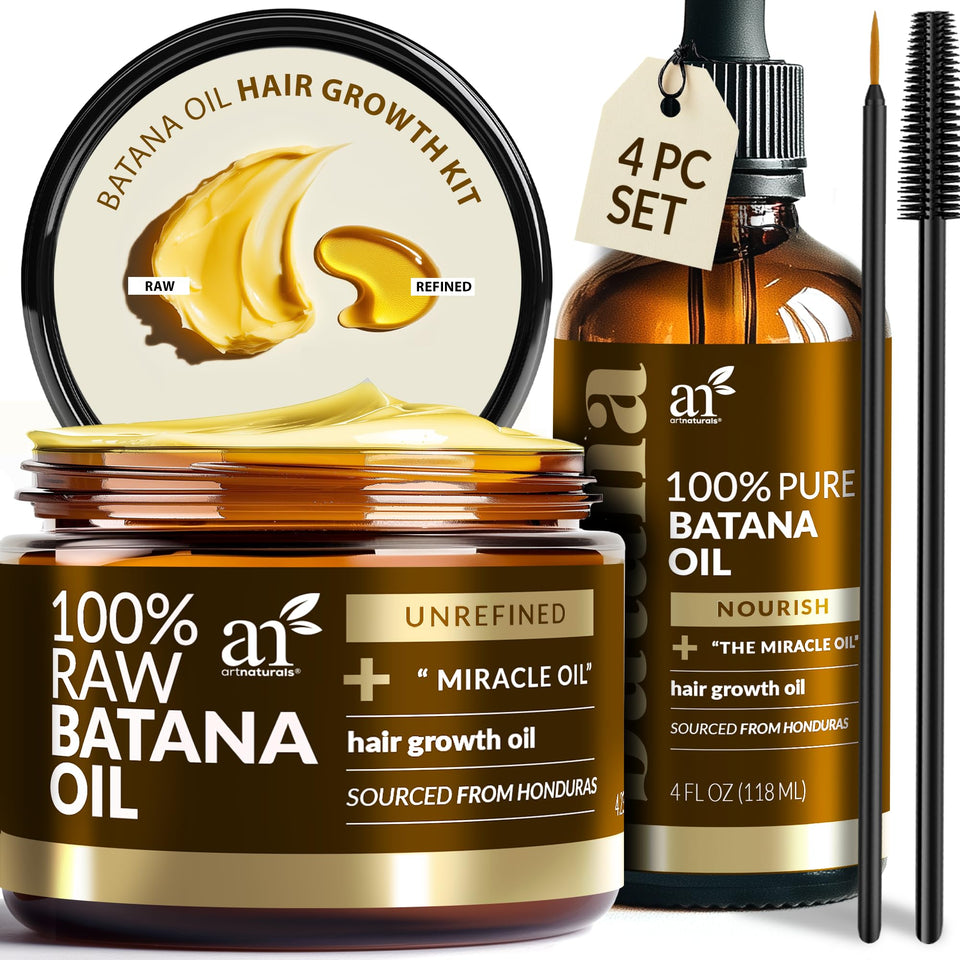 Artnaturals Batana kit front view showing bottles and tools nourishing hair
