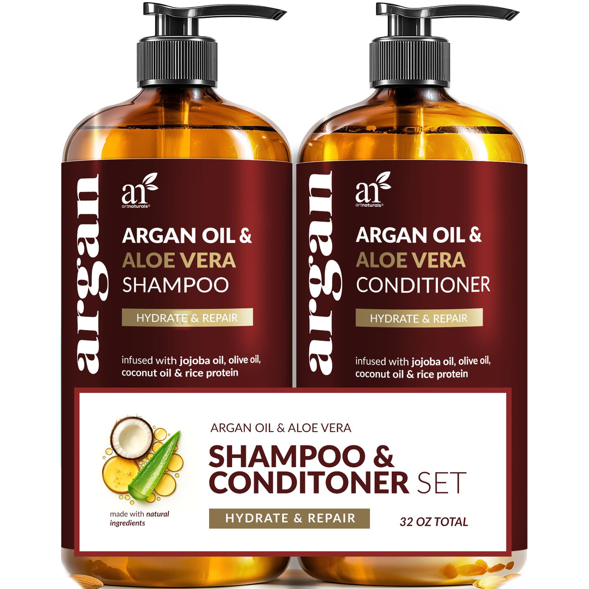 Artnaturals front packaging showing both 16 fl oz bottles for long-lasting care
