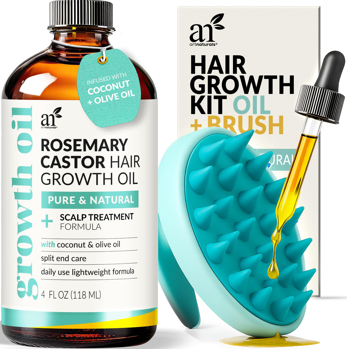 Artnaturals front packaging showing rosemary castor bottle for nourishing care