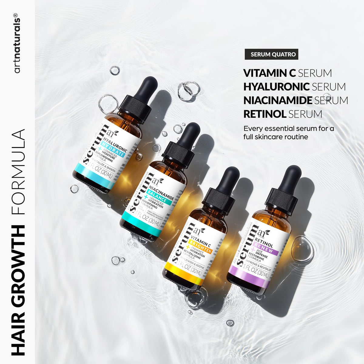 Artnaturals serum texture close-up highlighting lightweight absorption and glow