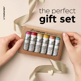 Artnaturals six flavored lip balm tubes arranged showcasing variety and easy selection