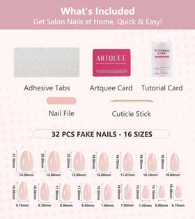 Artquee included mini file cuticle stick and adhesive tabs for easy application and removal