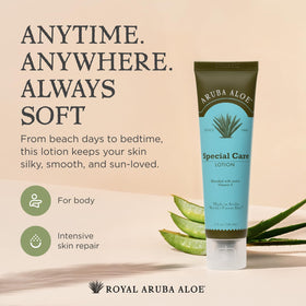 ARUBA ALOE applied on arm showing visible skin hydration and immediate soothing effect