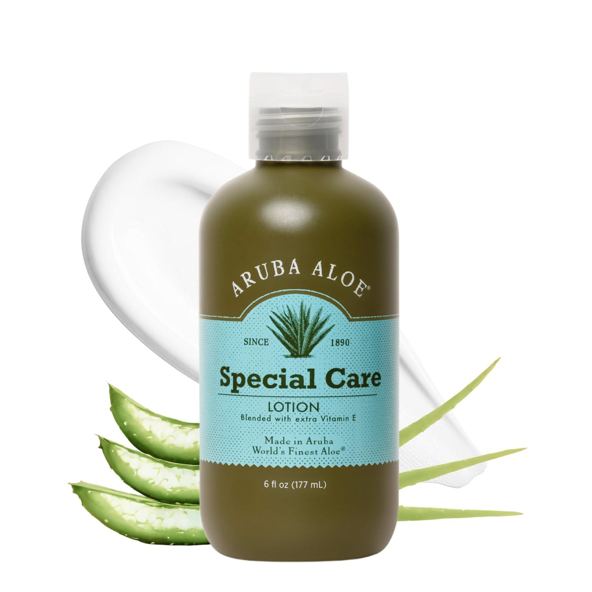 ARUBA ALOE front packaging showing 6 oz bottle and branding for clear product ID and trust