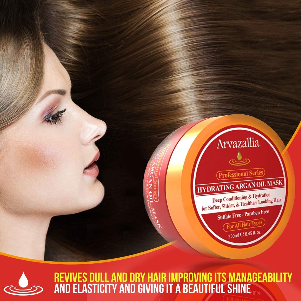 Arvazallia applying mask to hair demonstrating smoother manageability