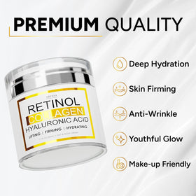 Arvesa ingredients label closeup highlighting retinol collagen hyaluronic benefits