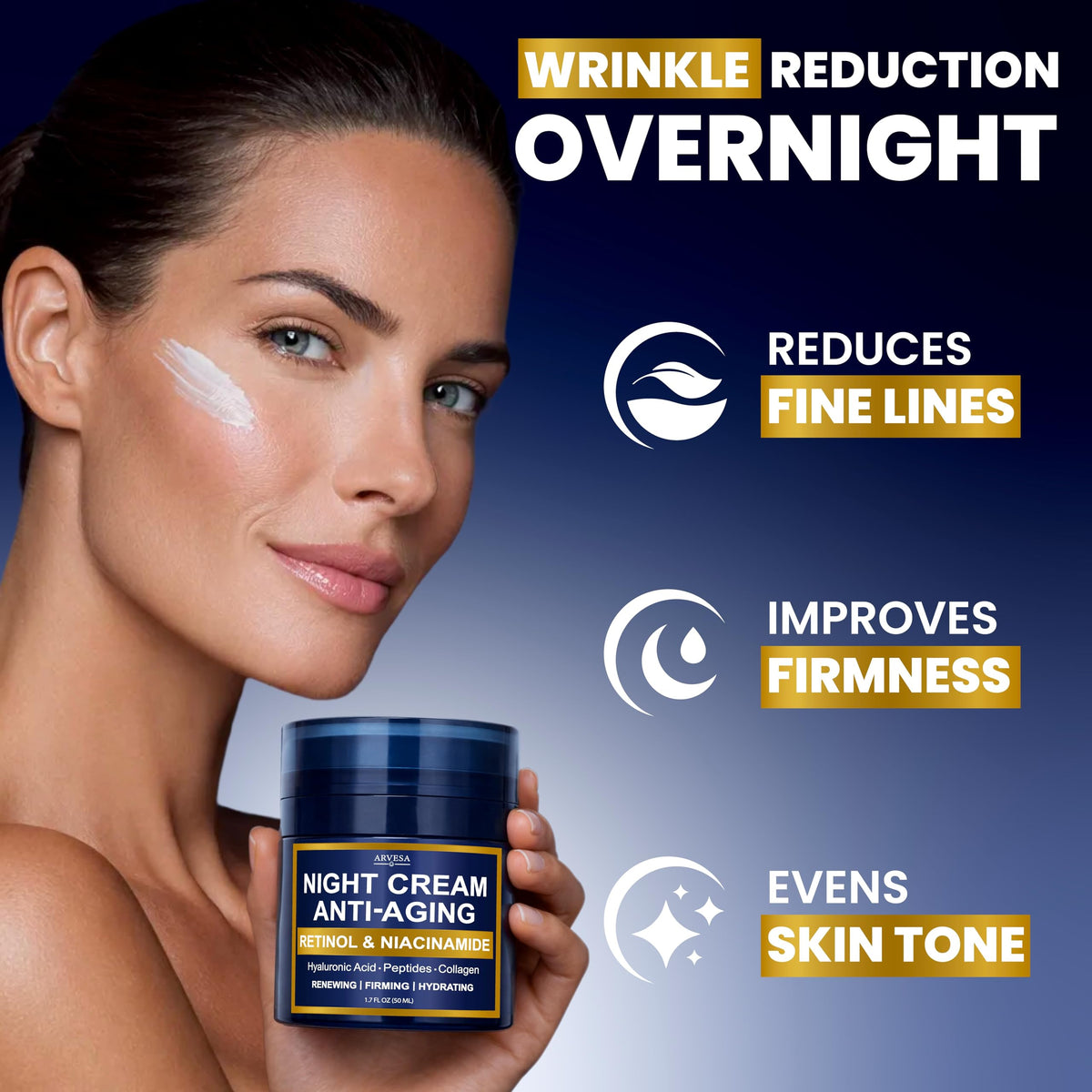 Arvesa night cream open jar texture highlighting smooth, non-greasy hydration