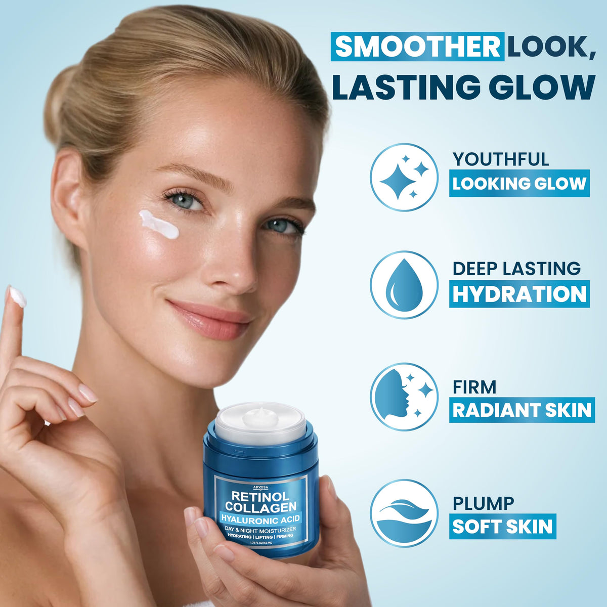 Arvesa close-up texture swirl highlighting smooth, fast-absorbing formula