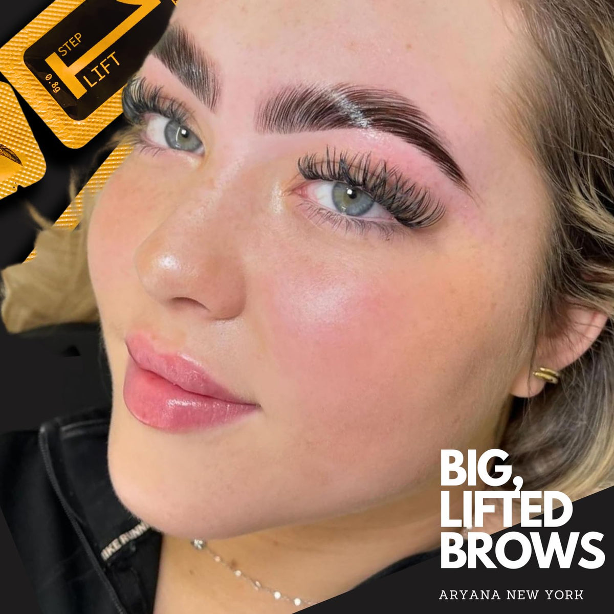 ARYANA NEW YORK before and after brows demonstrating lifted fuller results