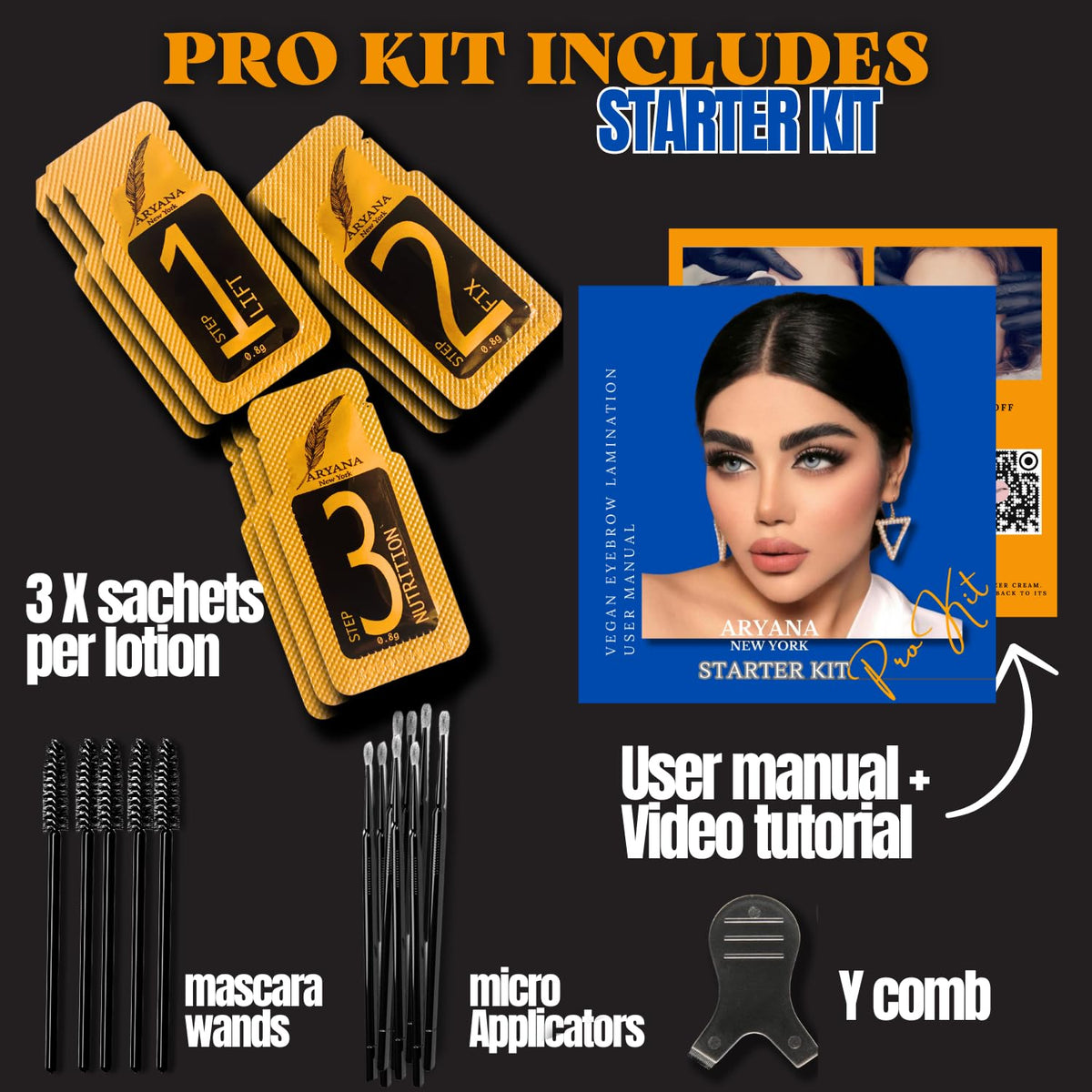 ARYANA NEW YORK visual manual open with QR code illustrating easy tutorial guidance
