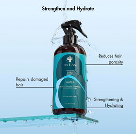 As I Am clear liquid texture pour illustrating lightweight hydration