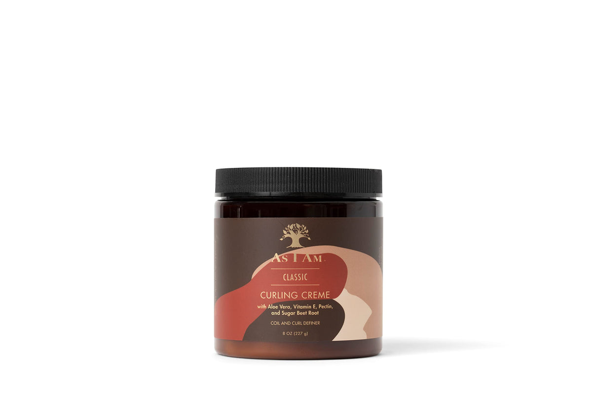 As I Am jar front view showing product label and glossy finish benefit