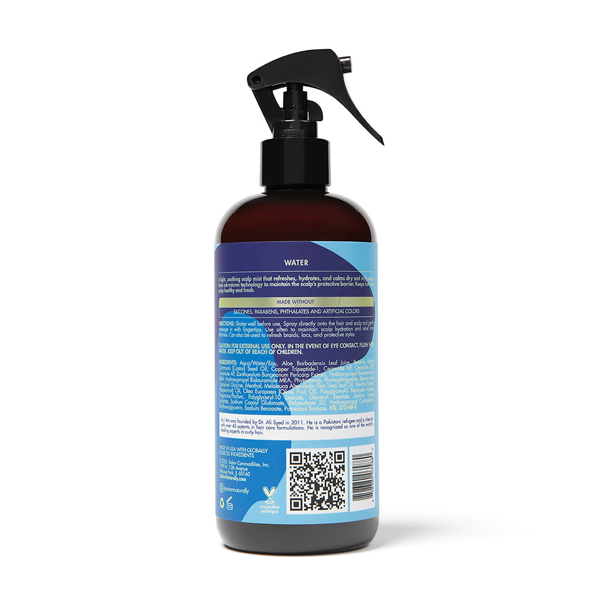 As I Am mist nozzle close-up demonstrating fine spray for even coverage