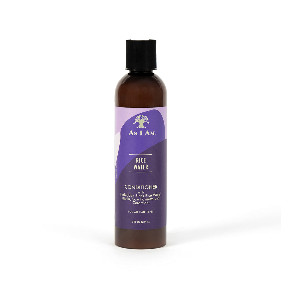 As I Am front view of 8oz bottle showing packaging and benefit of lightweight conditioning