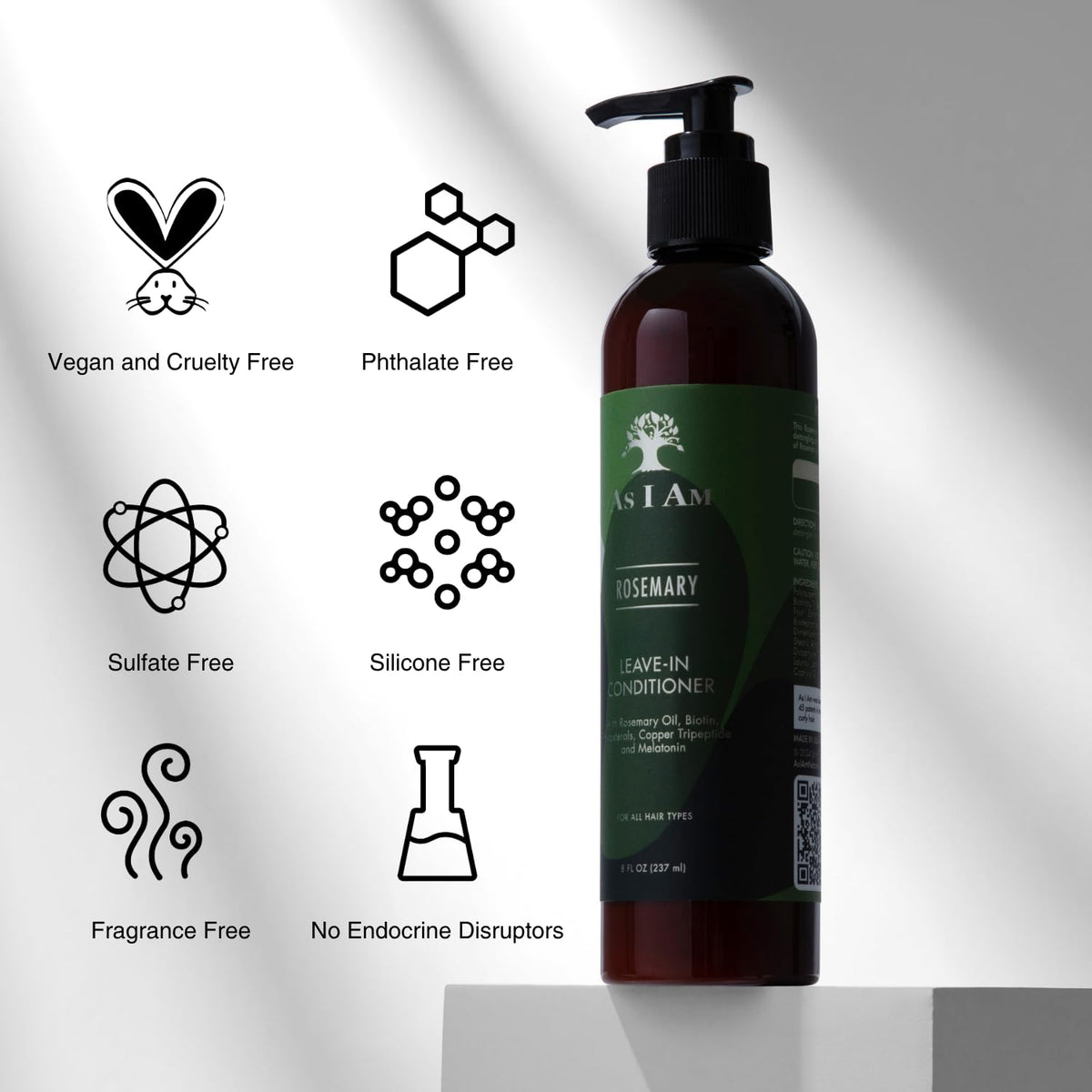 As I Am ingredients label close-up highlighting botanical actives benefit