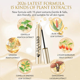 ASAMO PURE GOLD with botanical ingredient arrangement, highlights plant-extract focus