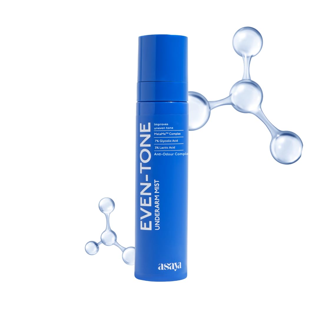 Asaya Even Tone Mist front packaging showing bottle and branding benefits