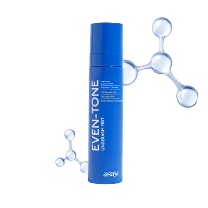 Asaya Even Tone Mist front packaging showing bottle and branding benefits
