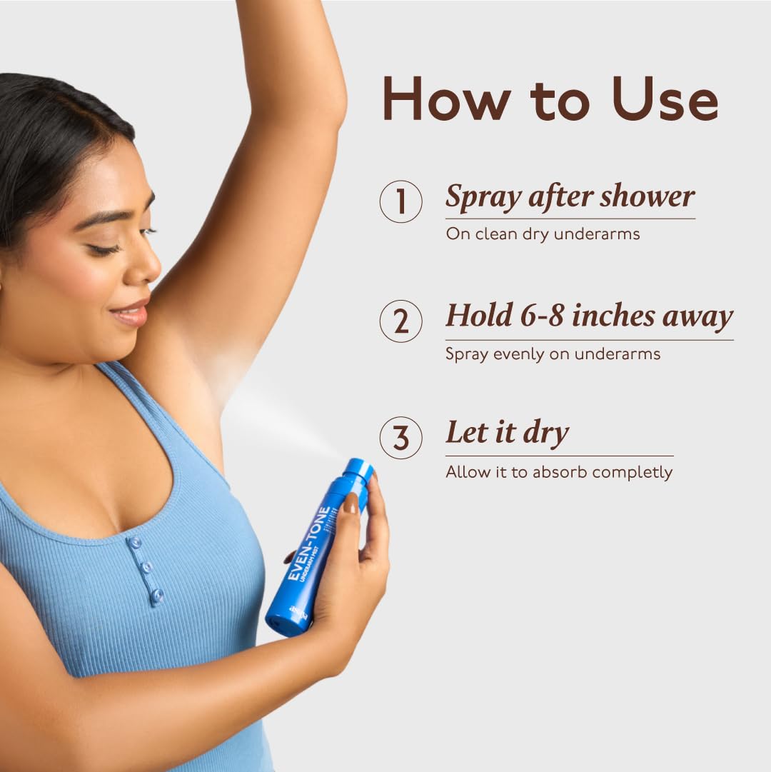 Person using Asaya Even Tone Mist underarm while wearing a sleeveless top