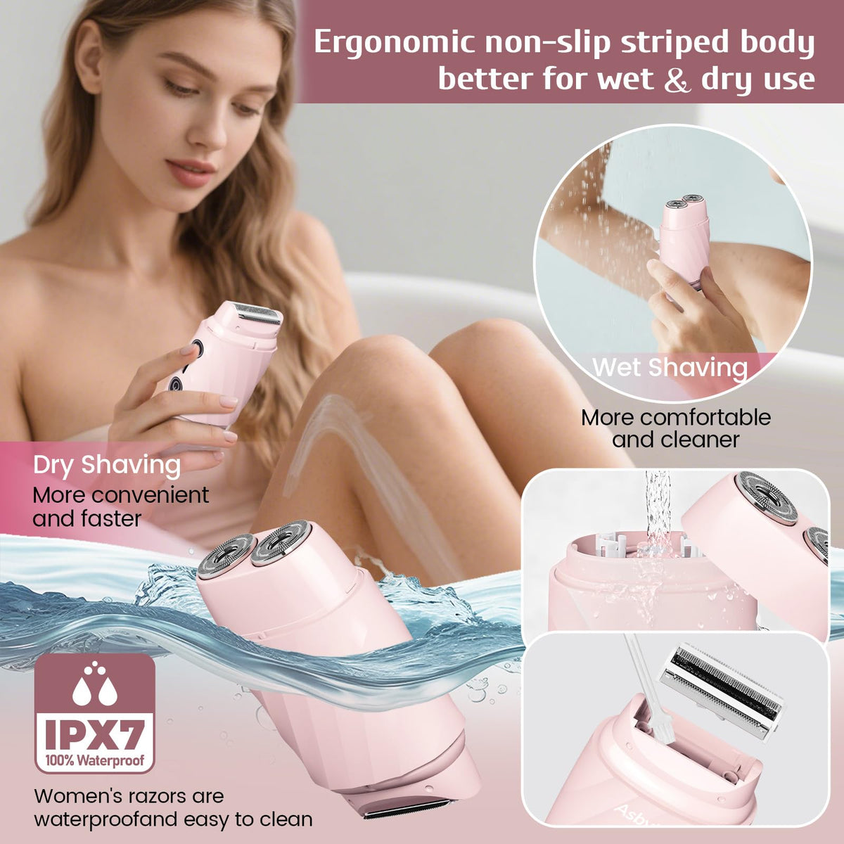 Asbyte being rinsed under water demonstrating IPX7 waterproof convenience