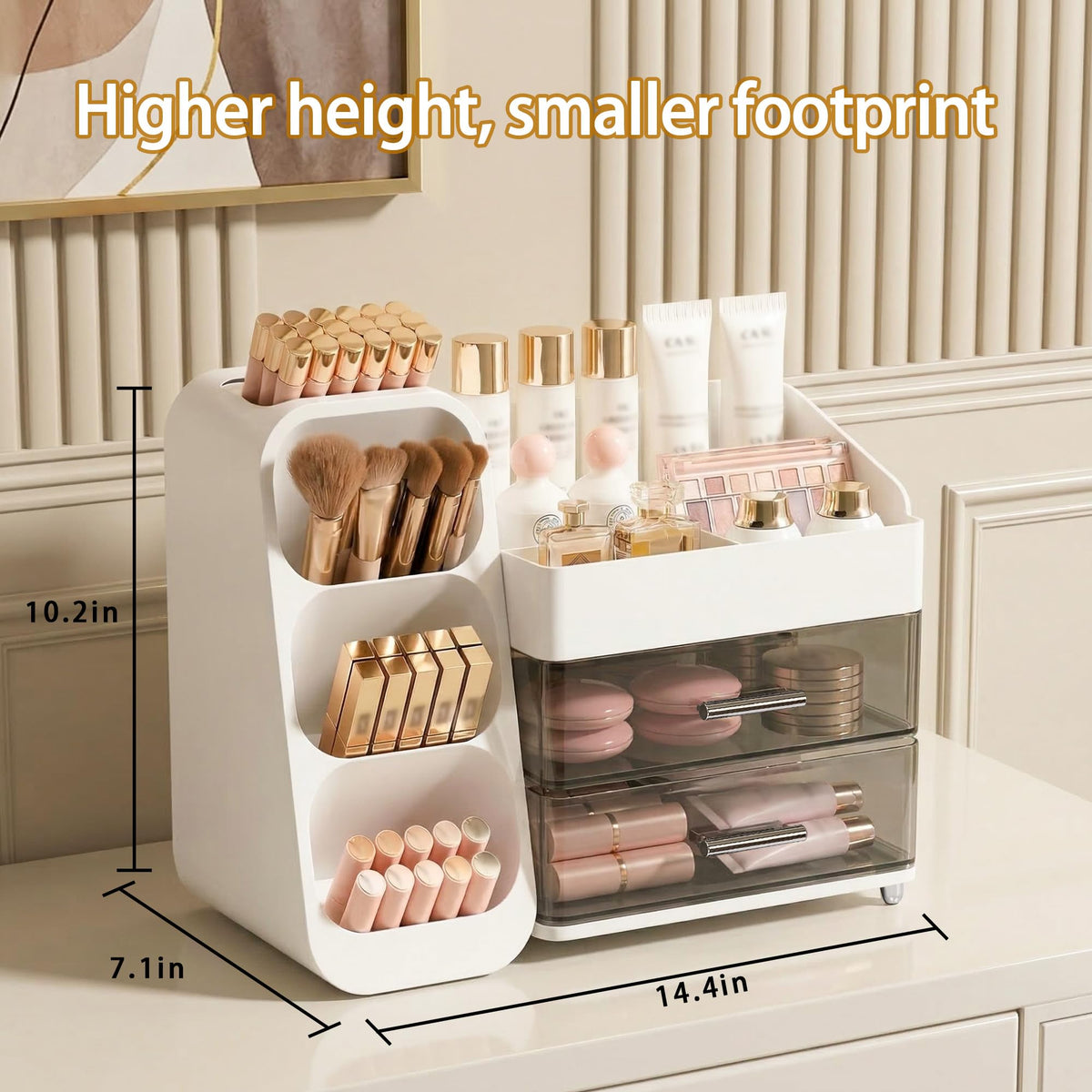 Asdbko makeup brush holder filled with brushes demonstrating organized convenience