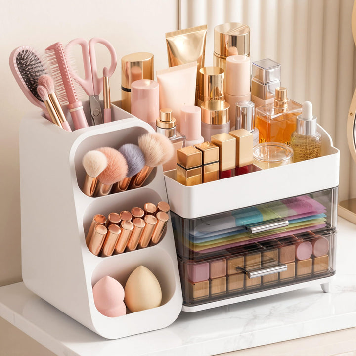 Asdbko front view of clear white organizer showing neat storage and easy access