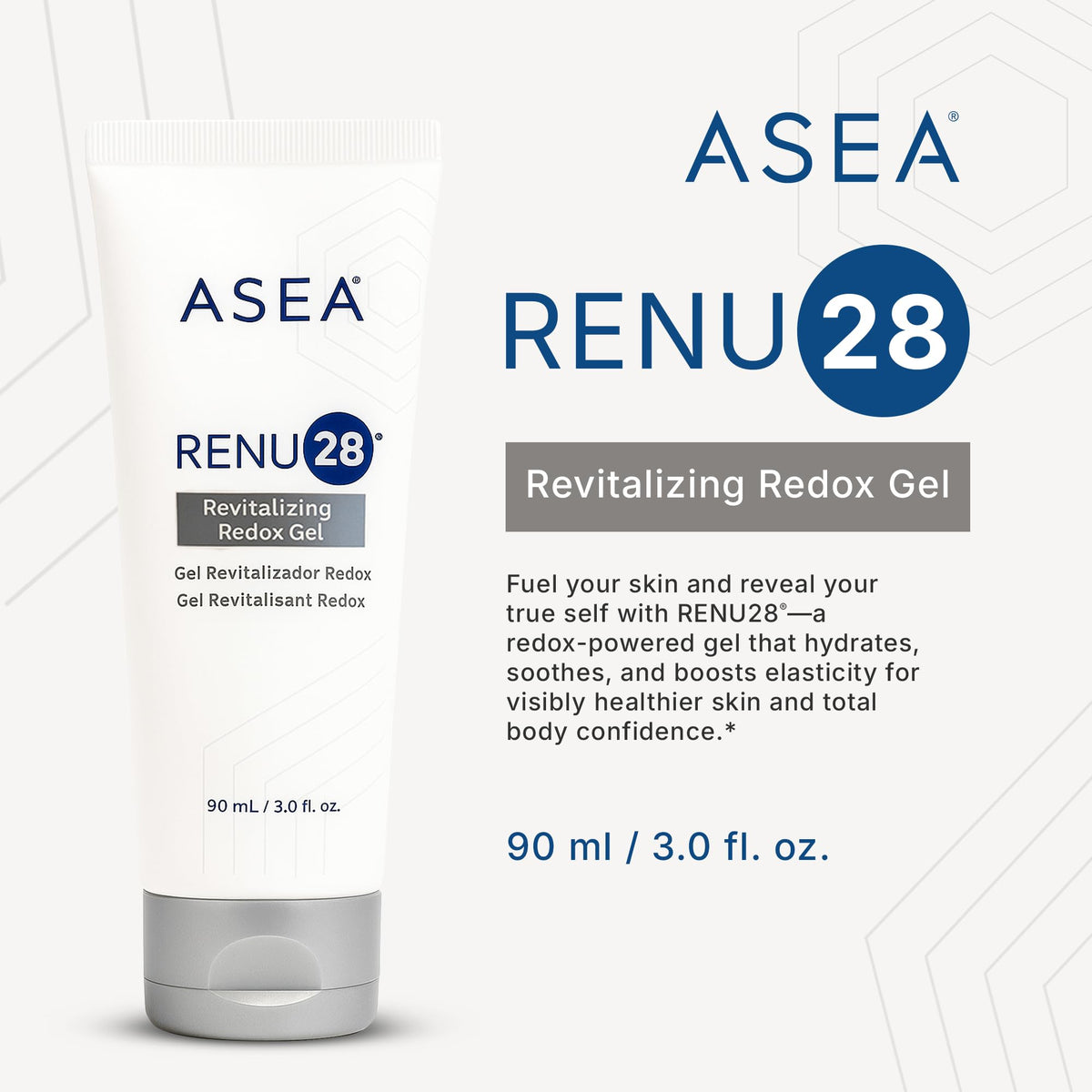 ASEA RENU28 label close-up highlights redox molecules and mineral ingredients