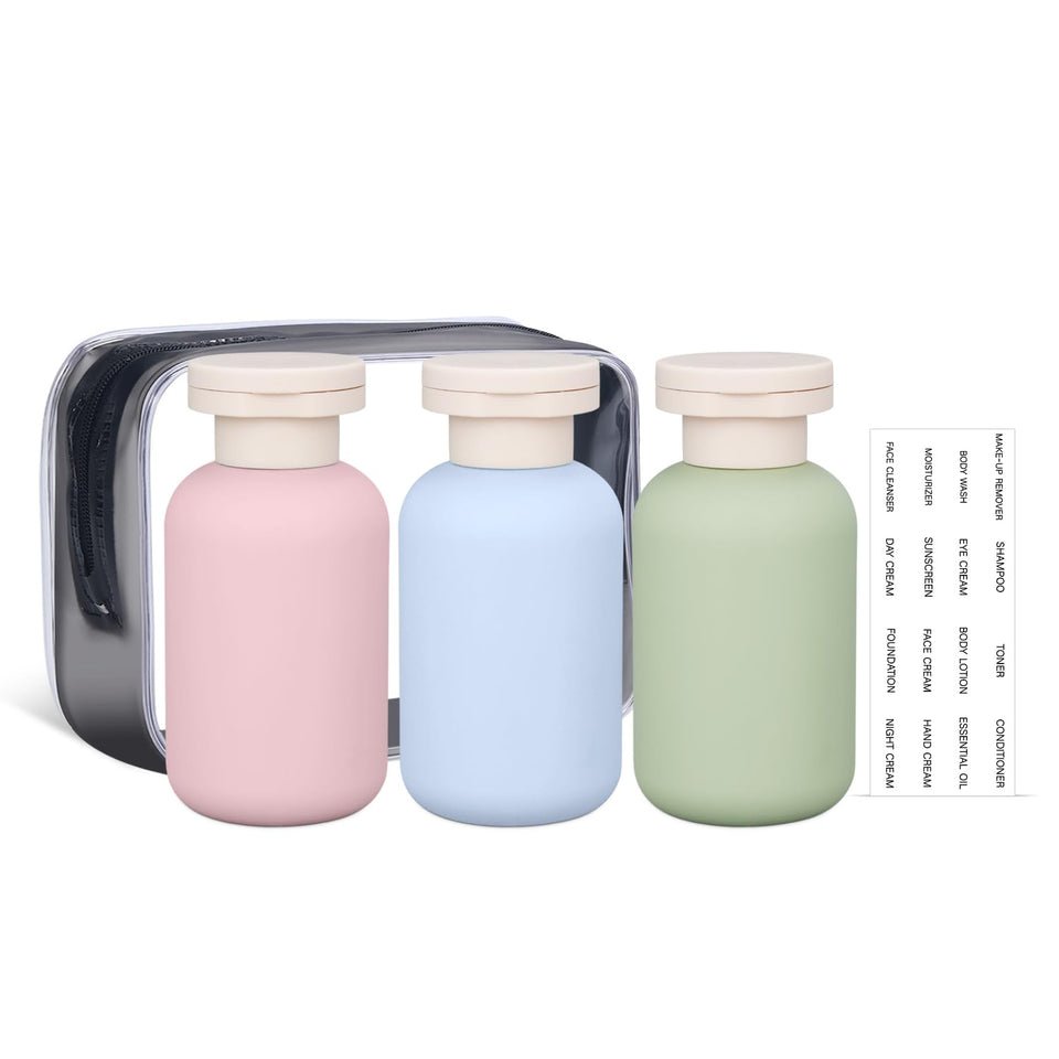 ASEVAT front packaging showing three colored refill bottles and clear labeling for travel convenience