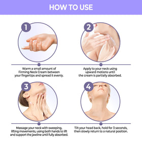 Ashania applying cream to neck demonstrating upward stroke technique benefit