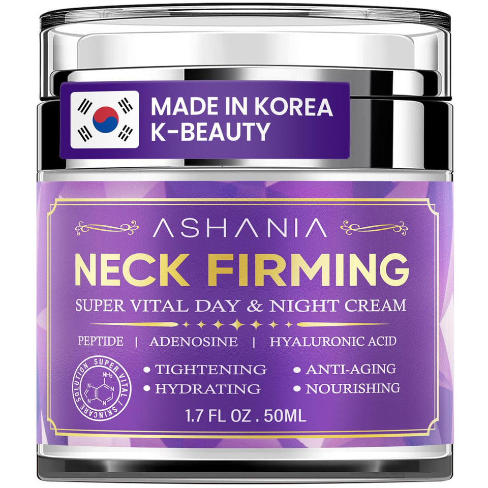 Ashania neck cream front jar showing sleek packaging and easy dispensing benefit