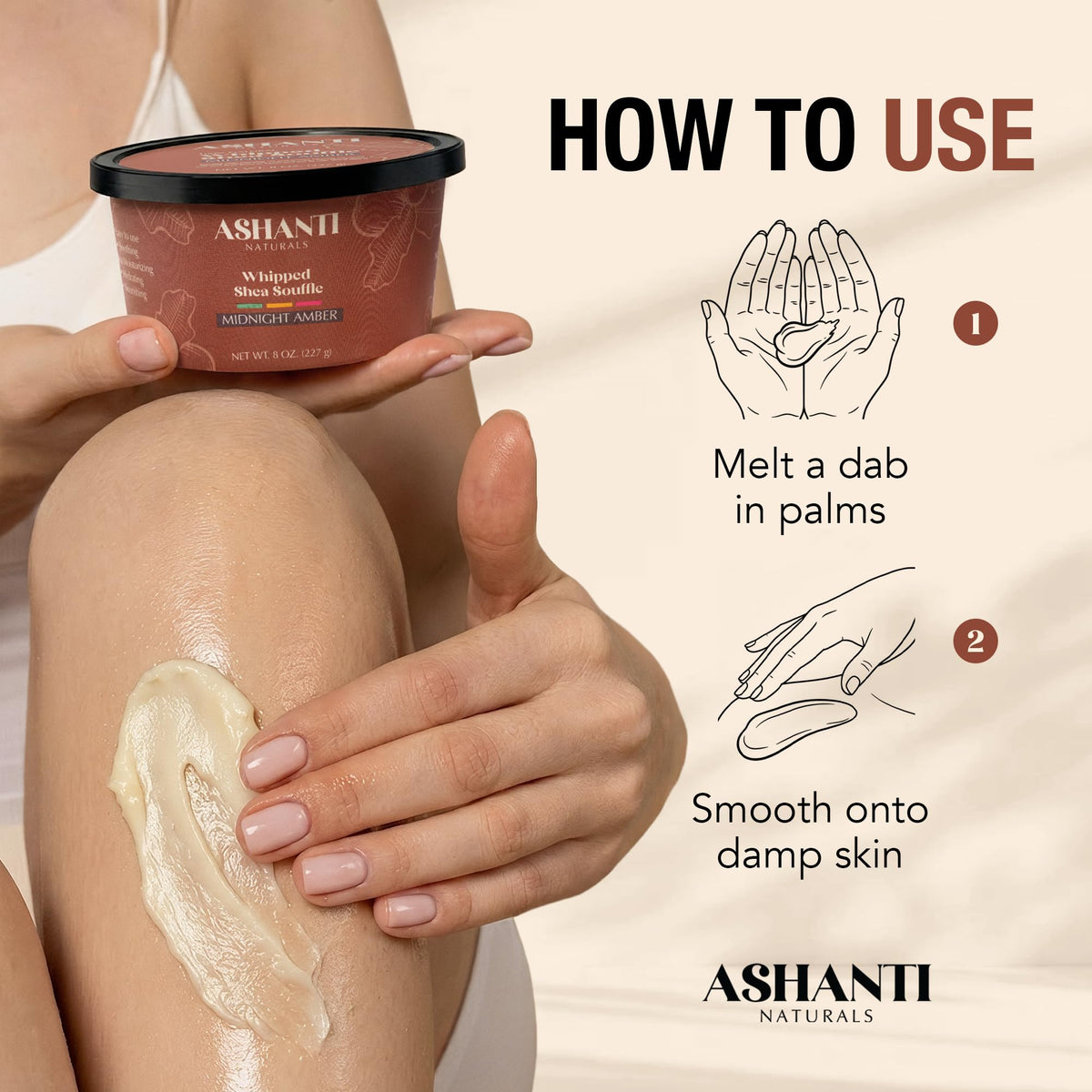 Ashanti Naturals sealing dry hair ends with soufflé to reduce frizz benefit