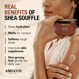 Ashanti Naturals applying whipped butter to hands for immediate hydration benefit