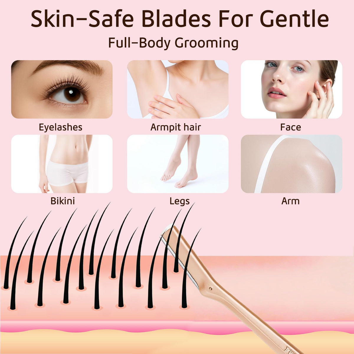 ASHIEE blades inserted in compatible Tweezerman-style handle demonstrating secure fit