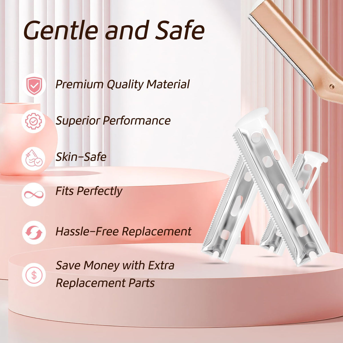 ASHIEE single blade close-up showing slim profile and precise cutting edge