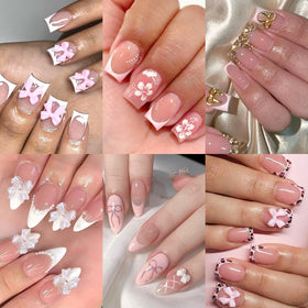 Ashowner front packaging showing six bow nail designs and kit benefits