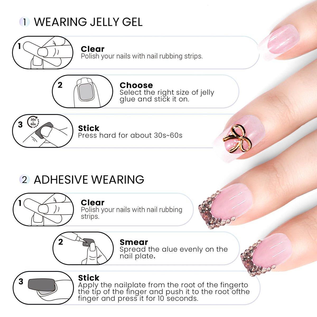 Ashowner kit contents spread showing nails, glue, tabs and manicure tools
