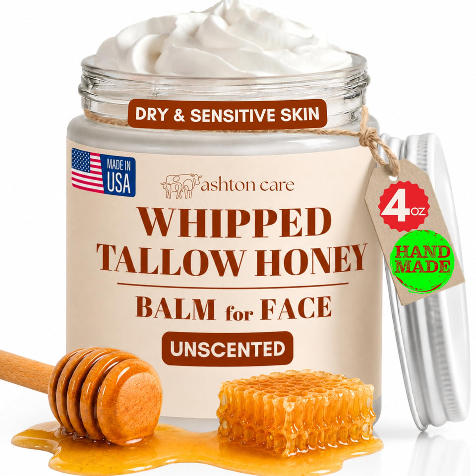 ASHTON CARE front jar shot showing unscented balm and clear label benefits