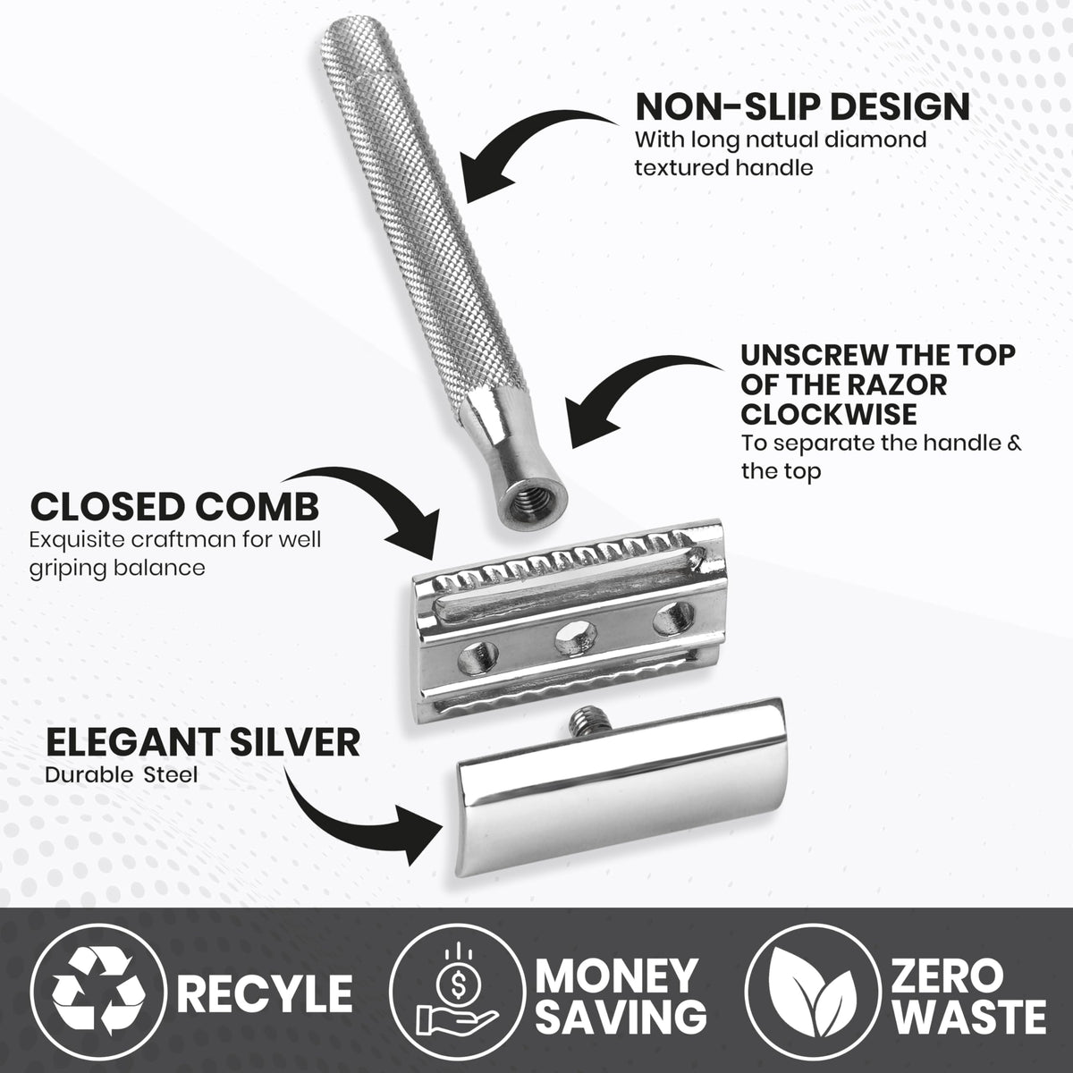 ASIPRO pack of ten double-edge blades displayed for long-lasting shaving value